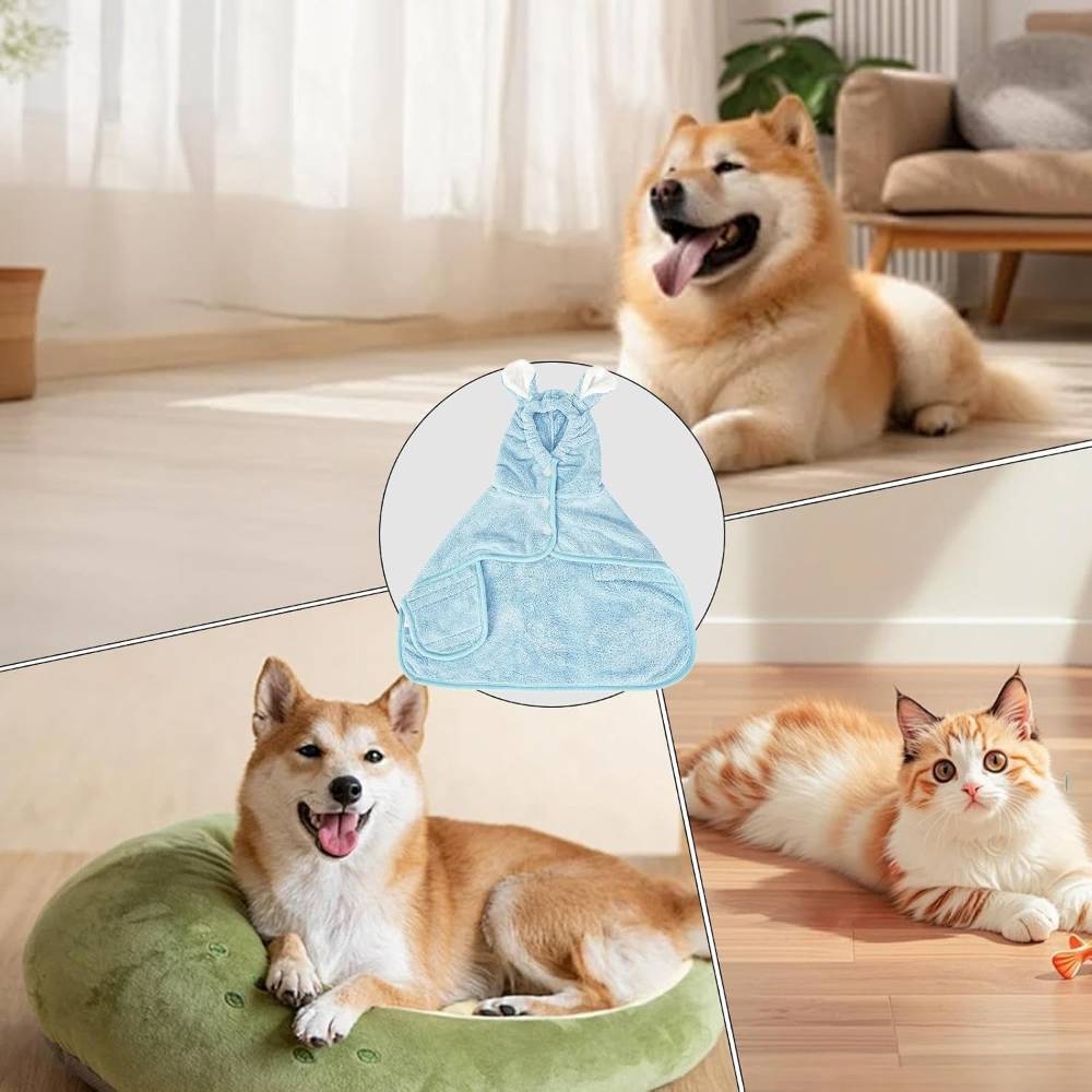 IntiMeg - Serviette de bain pour chien bleu - IntiMeg - Image 6