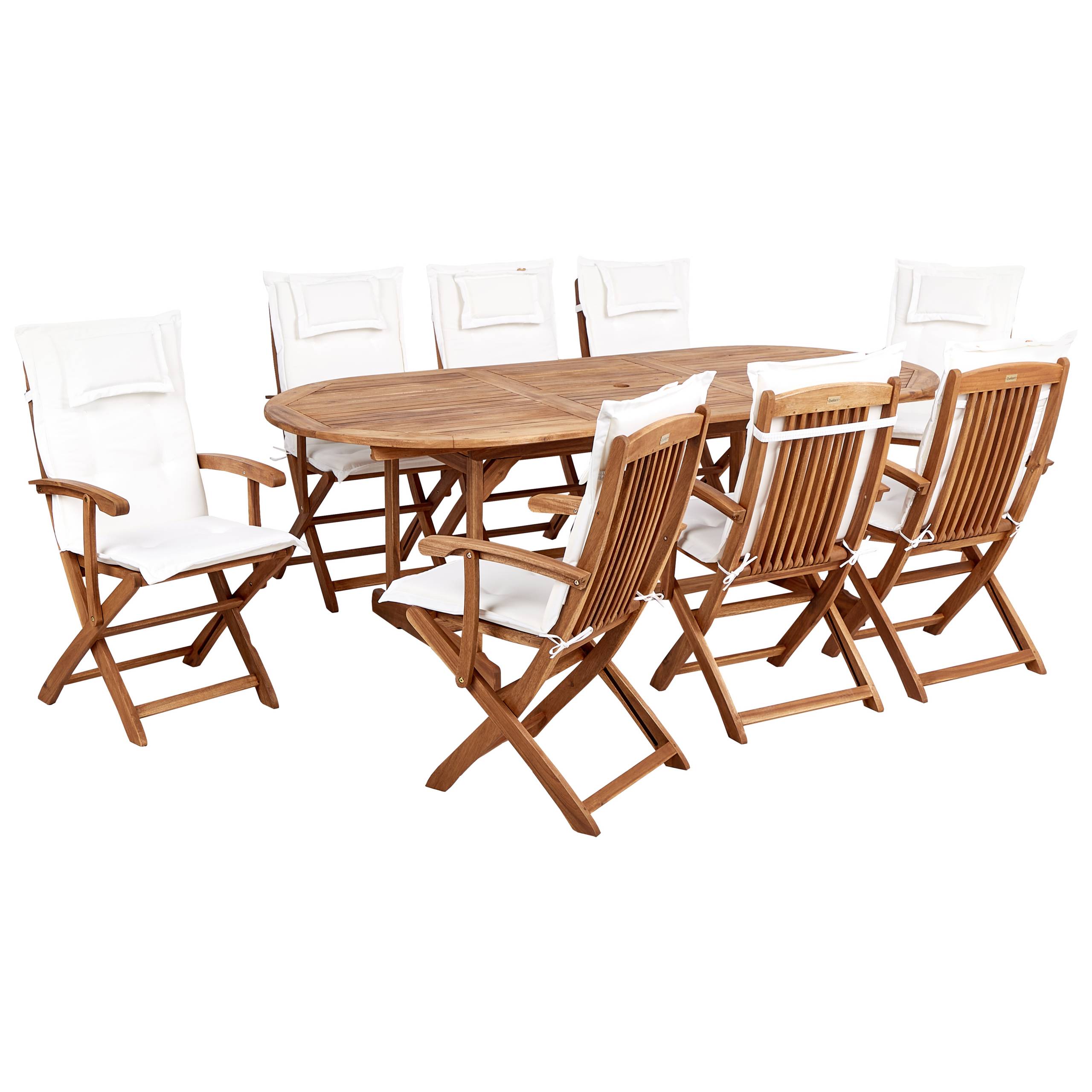 Beliani - Set de salle à manger, 8 Personnes Acacia Blanc cassé MAUI II - Beliani - Image 2
