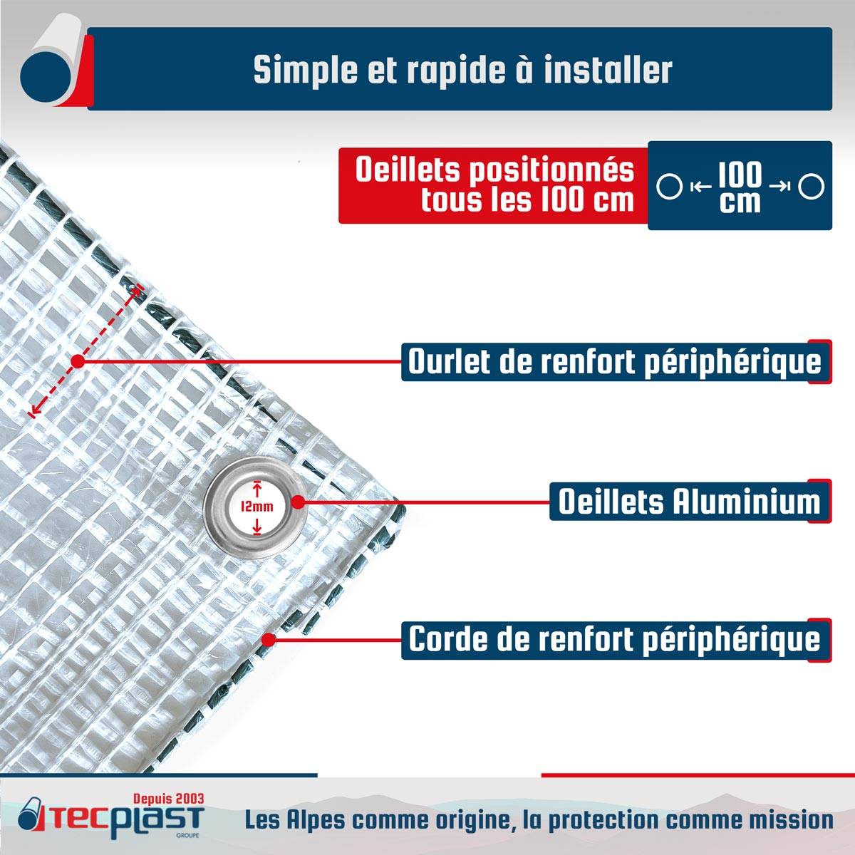 Bâche Jardin 4x6 m TR170JD - Bâche Armée Transparente - Haute Qualité - Imperméable - Résistance Anti-UV TECPLAST - Image 5