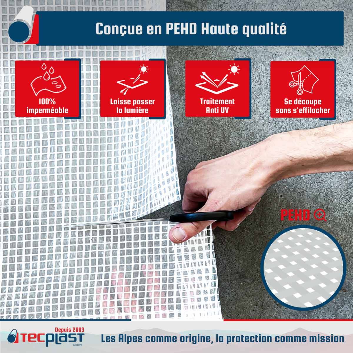 Bâche Jardin 4x6 m TR170JD - Bâche Armée Transparente - Haute Qualité - Imperméable - Résistance Anti-UV TECPLAST - Image 3