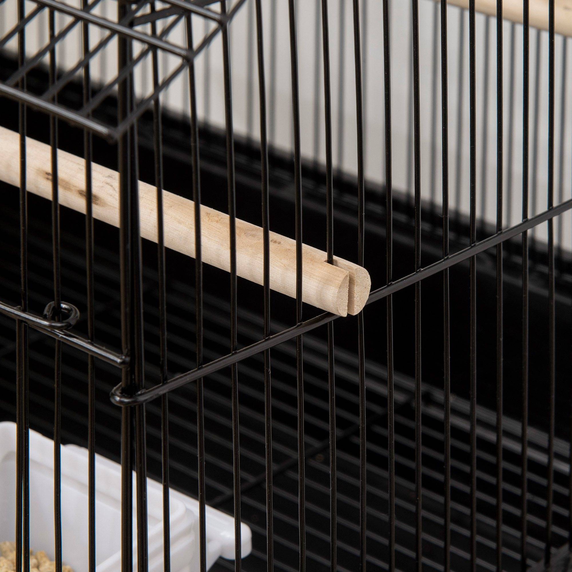 Sans Marque - Cage à oiseaux design maison mangeoires perchoirs 3 portes plateau excrément amovible + poignée transport 50,5 x 41 x 63 cm noir - Image 10