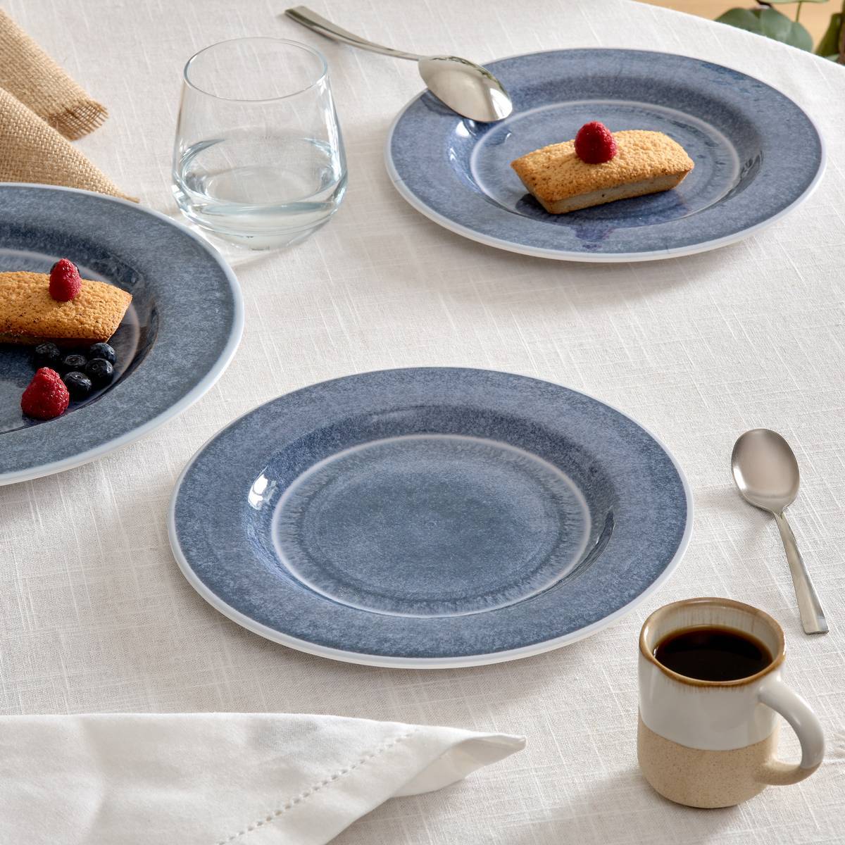 Atmosphera - Lot de 6 Assiettes dessert Fanny D23cm bleu - Atmosphera Créateur d'intérieur - Image 1