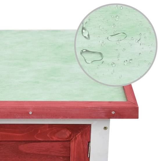 Clapier à lapin extérieur en bois 1 niveau pour jardin Rouge 90cm – ComfortXL Outdoor Living - Image 6