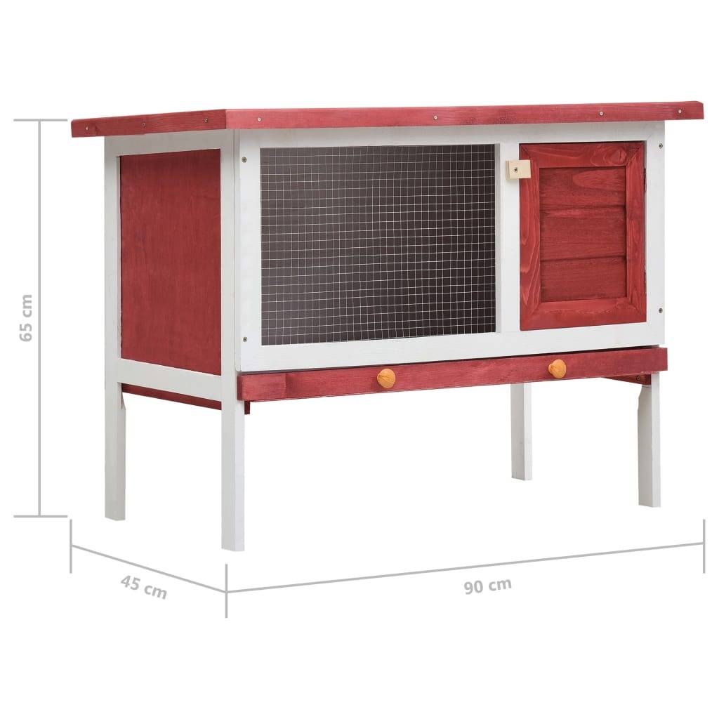Clapier à lapin extérieur en bois 1 niveau pour jardin Rouge 90cm – ComfortXL Outdoor Living - Image 7