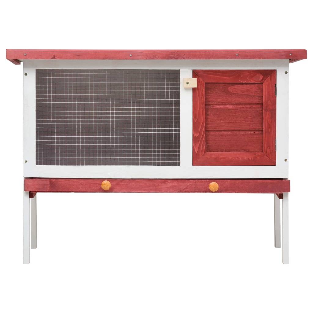 Clapier à lapin extérieur en bois 1 niveau pour jardin Rouge 90cm – ComfortXL Outdoor Living - Image 3