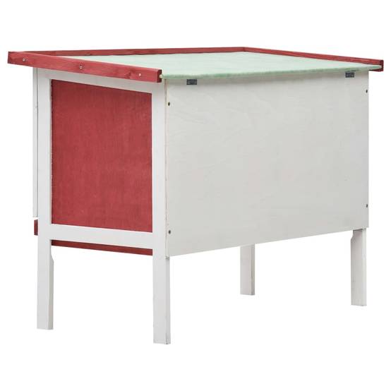 Clapier à lapin extérieur en bois 1 niveau pour jardin Rouge 90cm – ComfortXL Outdoor Living - Image 5