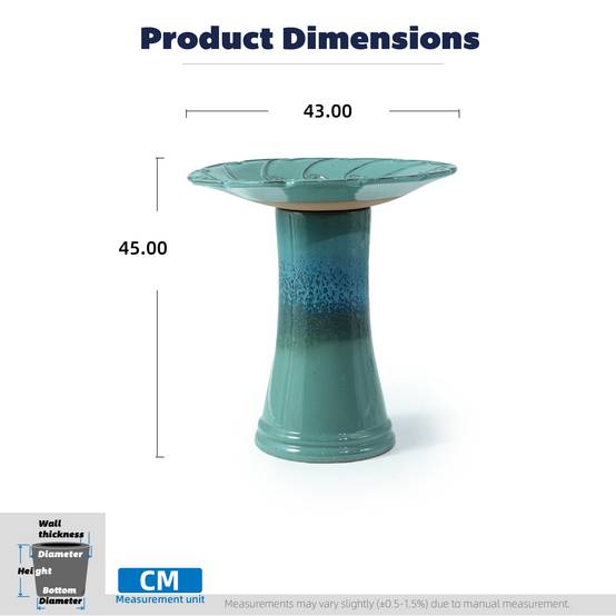 ComfortXL - Bain d’oiseaux en grès Ø 43 x H 45 cm turquoise pour jardin terrasse abreuvoir décoratif - ComfortXL Outdoor Living - Image 4