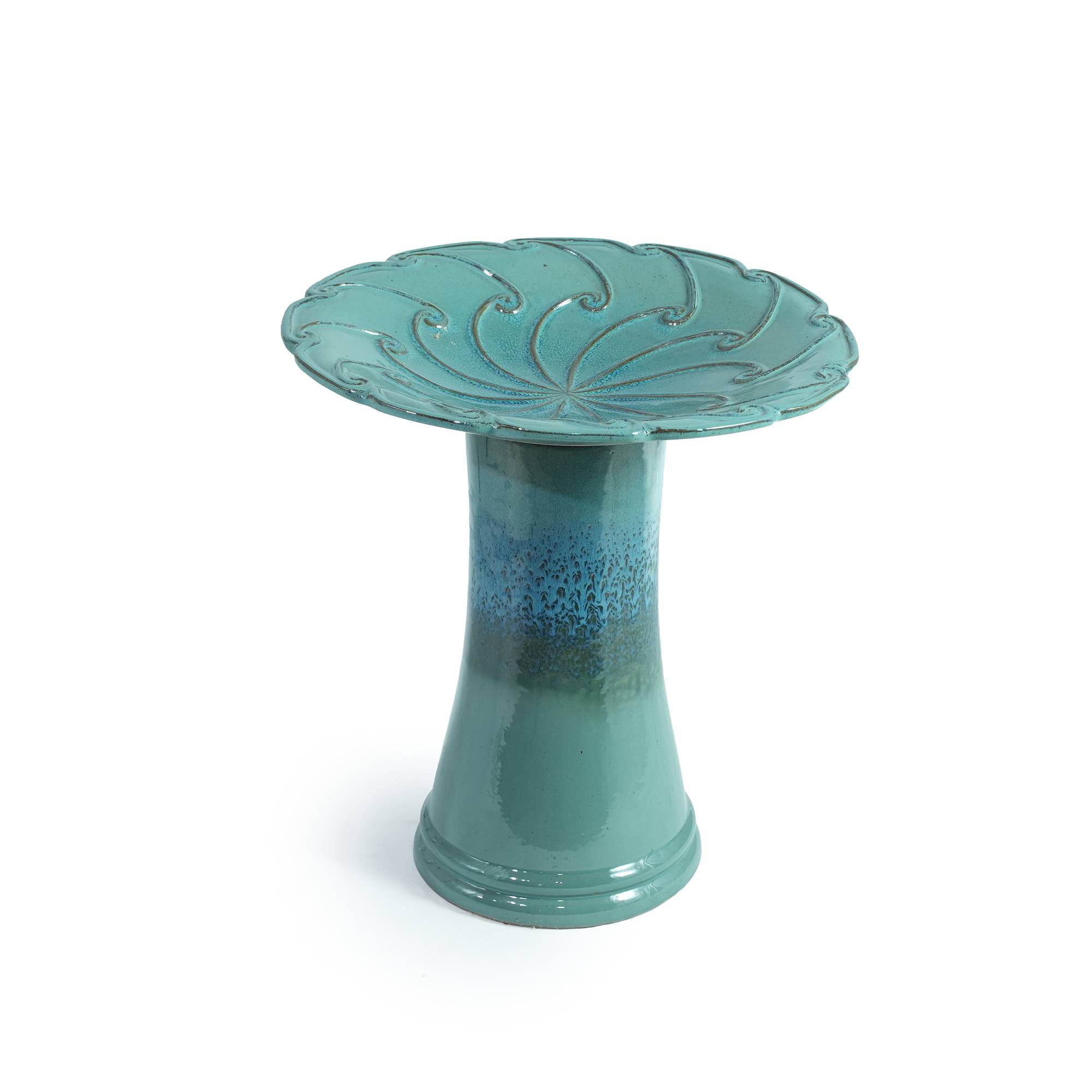ComfortXL - Bain d’oiseaux en grès Ø 43 x H 45 cm turquoise pour jardin terrasse abreuvoir décoratif - ComfortXL Outdoor Living - Image 7