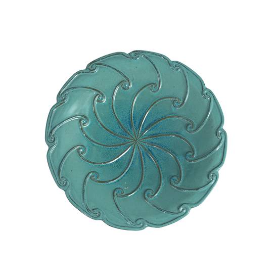 ComfortXL - Bain d’oiseaux en grès Ø 43 x H 45 cm turquoise pour jardin terrasse abreuvoir décoratif - ComfortXL Outdoor Living - Image 9