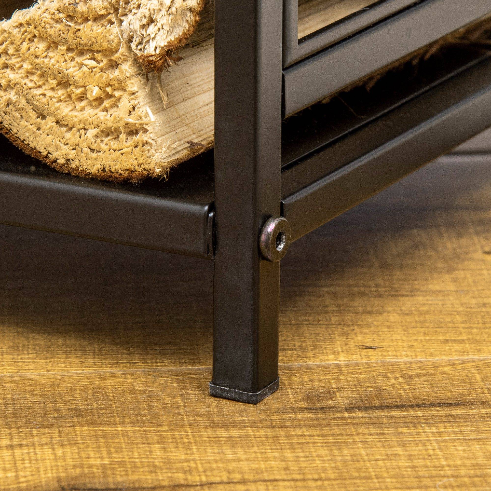 Porte bûches - Range bûches Serviteur de cheminée Arbre - Multi Accessoires étagère 46L x 29l x 70H cm Acier Noir - Image 9