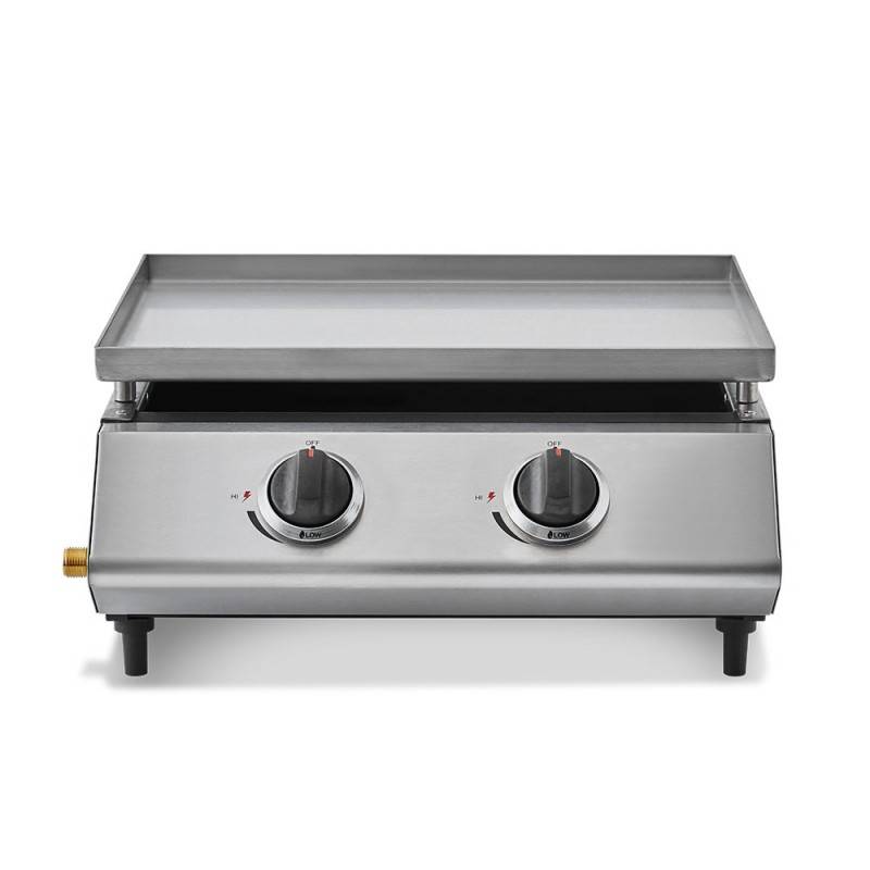 Brasero - Plancha gaz Cadix Inox – COOKING BOX BY FAVEX – 2 brûleurs 6,3 kW – Plaque inox – Jusqu'à 6 convives - Compact - Argent - Image 2