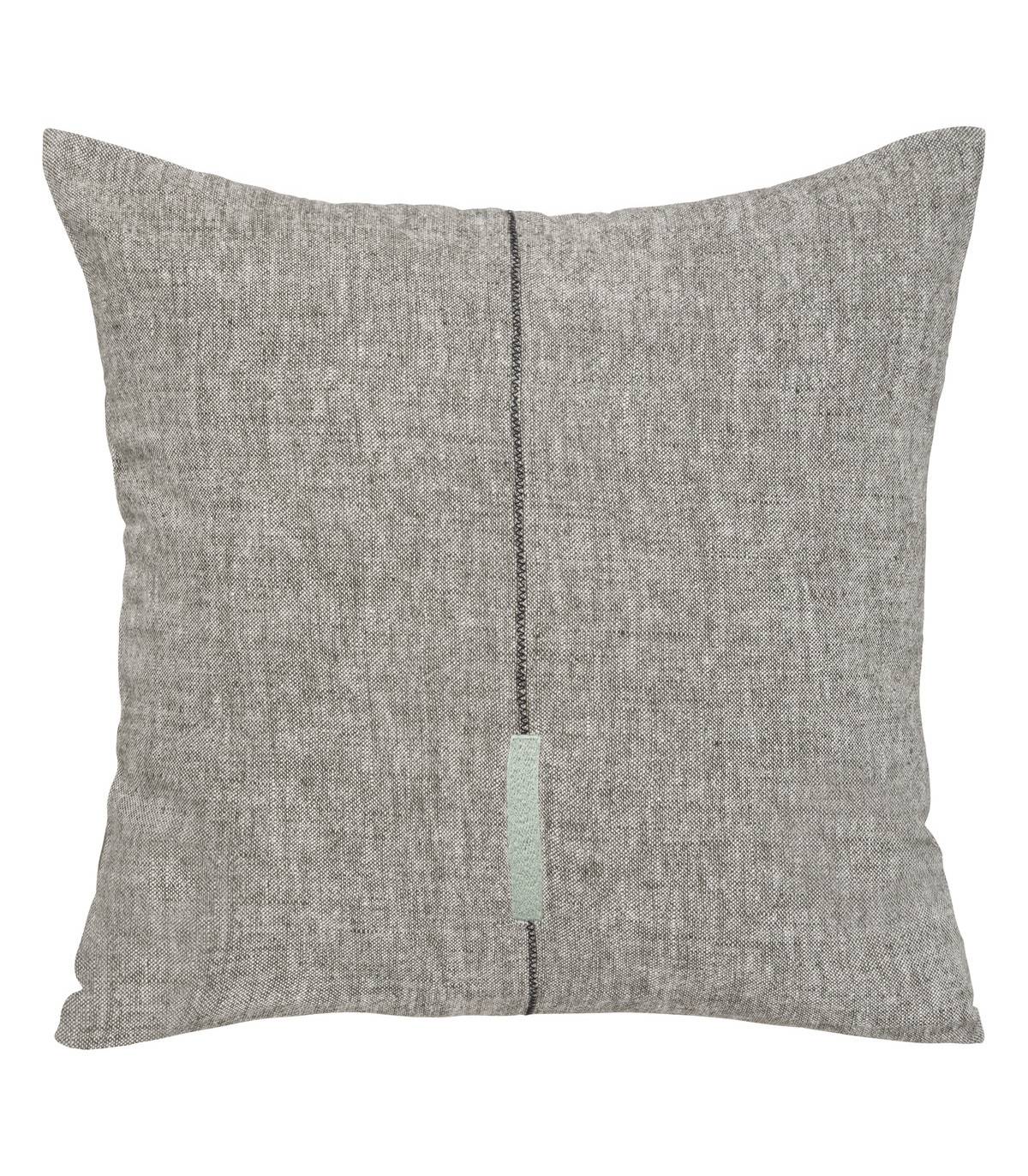 Coussin décoratif déhoussable en Lin et Coton chambray Vert Kaki 55 x 55 cm - Image 1