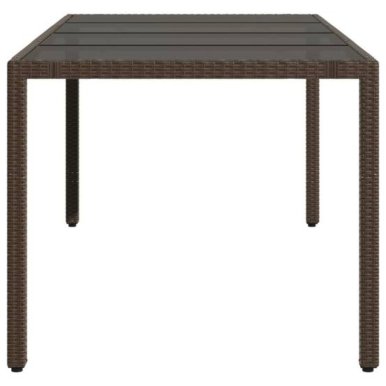PANGIVO - Table de jardin résine tressée verre trempé marron 190 x 90 x 75 cm - PANGIVO - Image 5