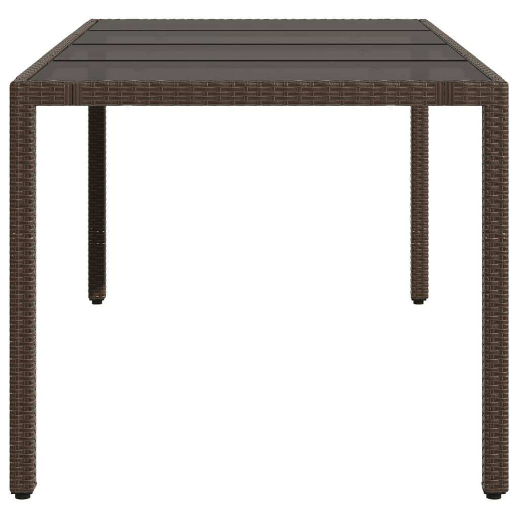 PANGIVO - Table de jardin résine tressée verre trempé marron 190 x 90 x 75 cm - PANGIVO - Image 5