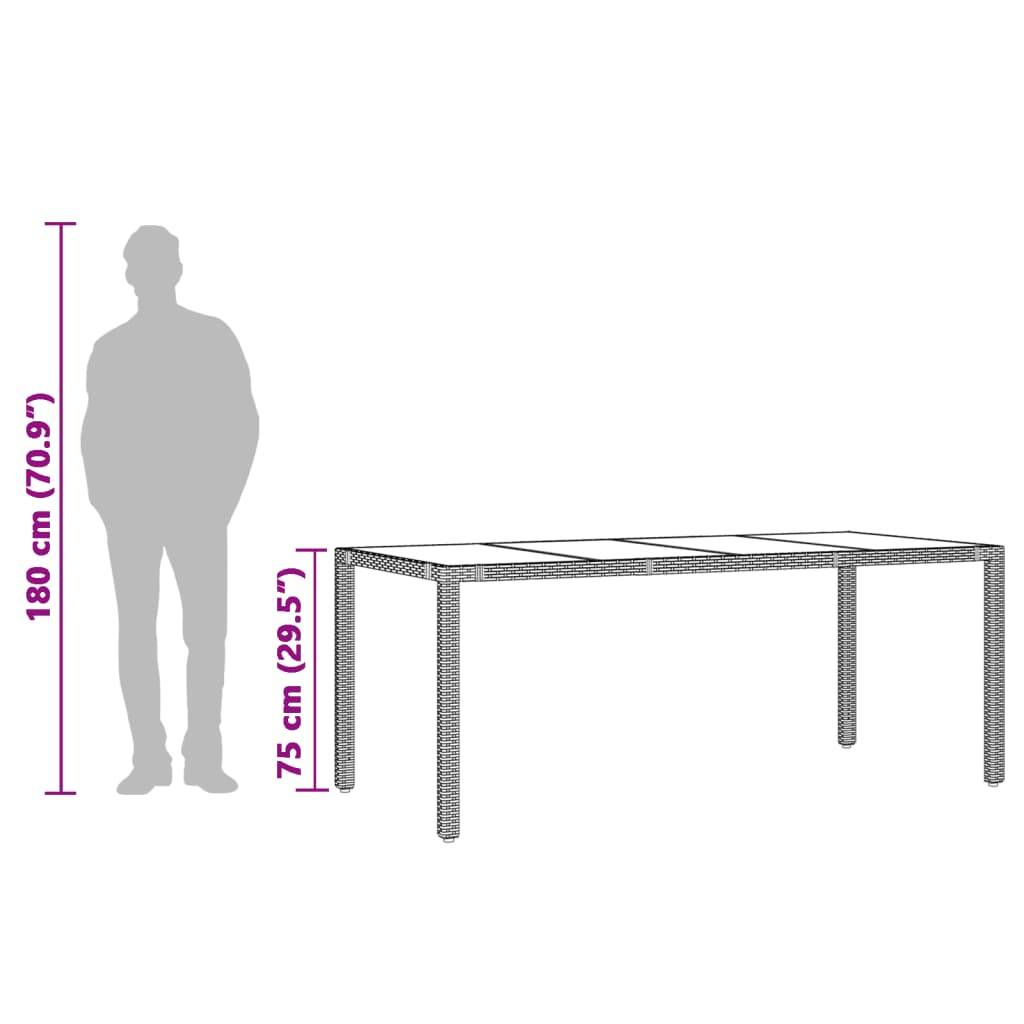 PANGIVO - Table de jardin résine tressée verre trempé marron 190 x 90 x 75 cm - PANGIVO - Image 10