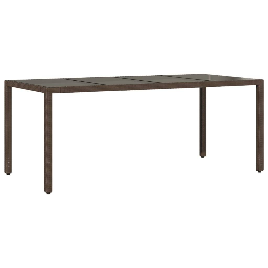 PANGIVO - Table de jardin résine tressée verre trempé marron 190 x 90 x 75 cm - PANGIVO - Image 2
