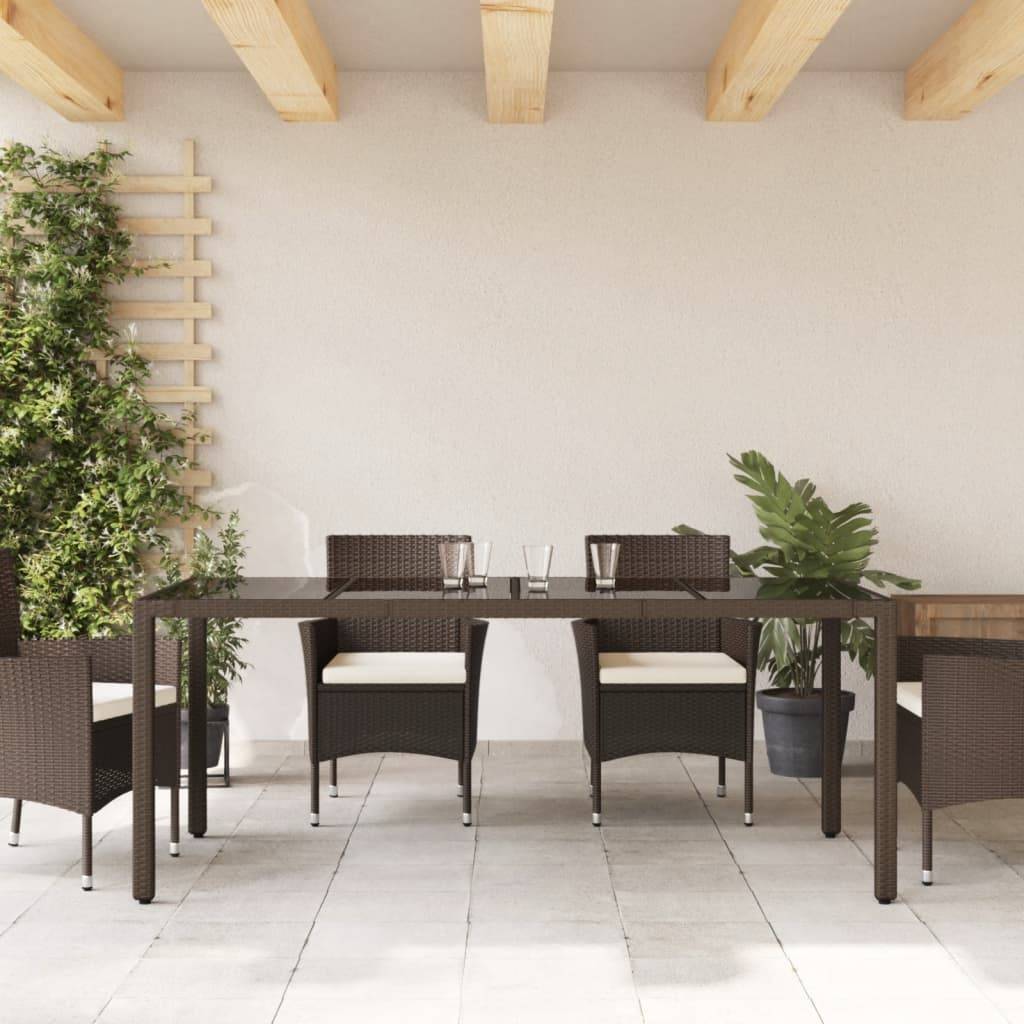 PANGIVO - Table de jardin résine tressée verre trempé marron 190 x 90 x 75 cm - PANGIVO - Image 3