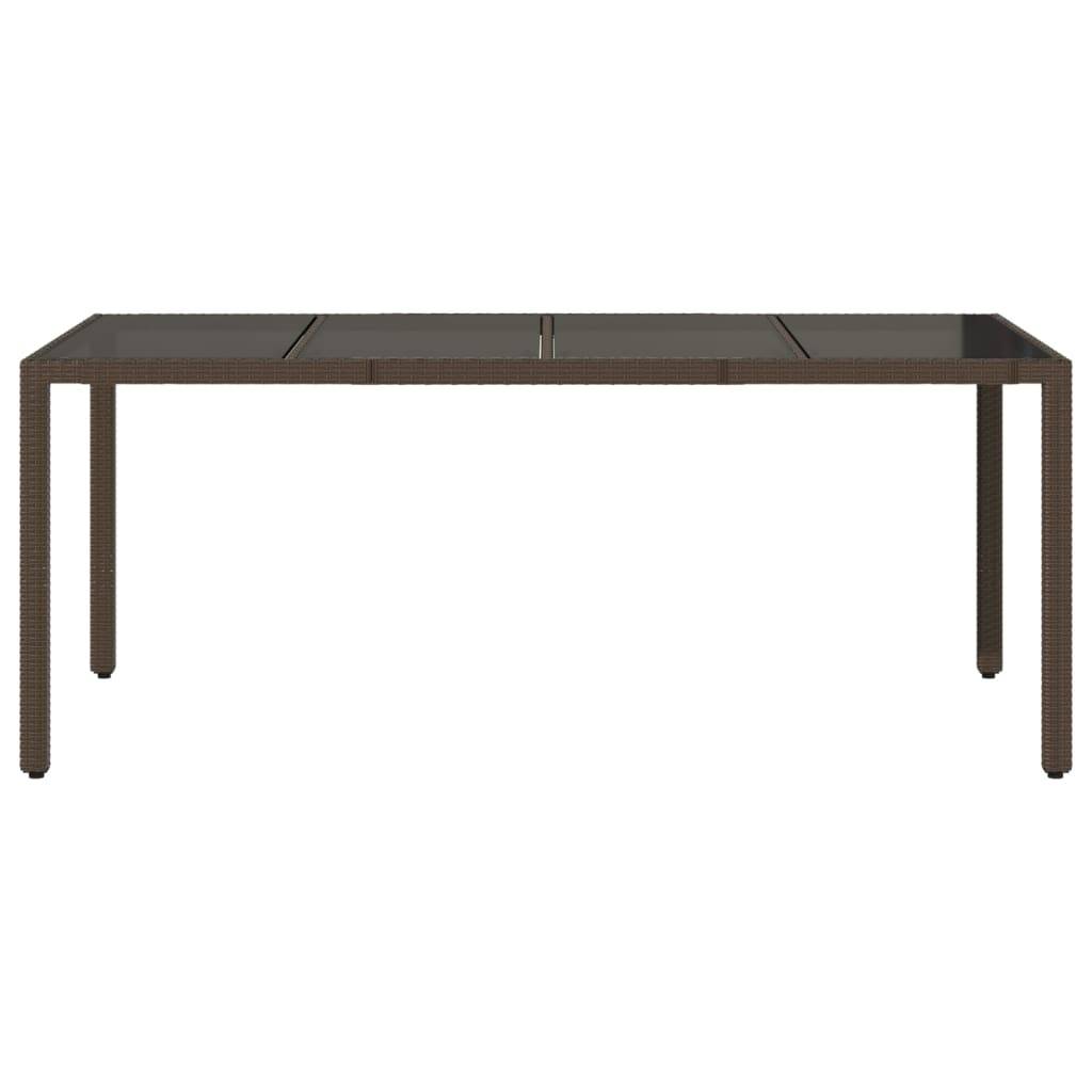 PANGIVO - Table de jardin résine tressée verre trempé marron 190 x 90 x 75 cm - PANGIVO - Image 4
