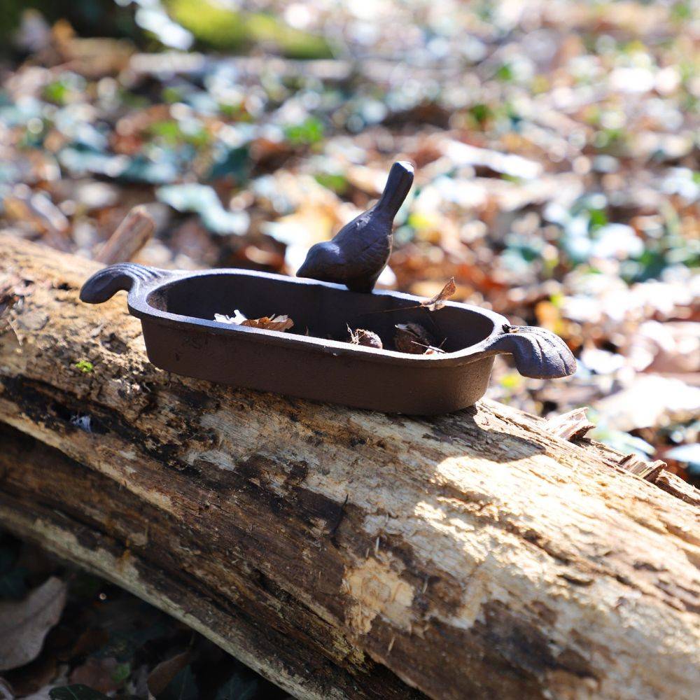 Mangeoire à oiseaux abreuvoir jardin fonte marron 26cm Chemin de campagne - Image 2