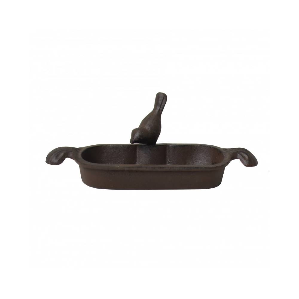 Mangeoire à oiseaux abreuvoir jardin fonte marron 26cm Chemin de campagne - Image 1