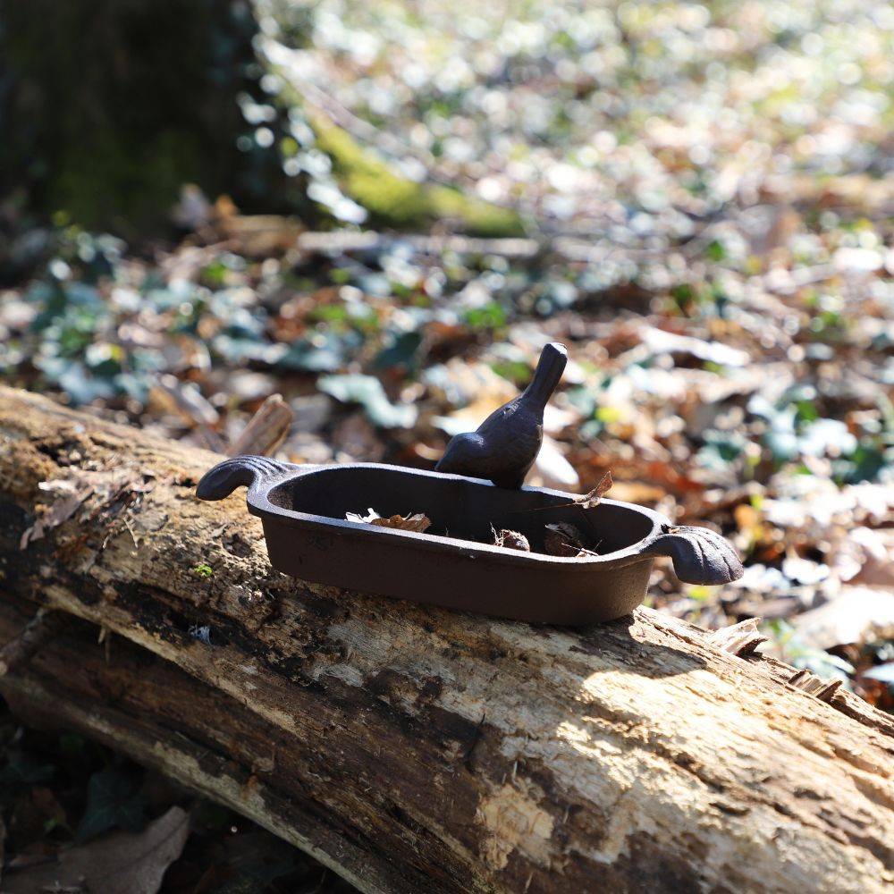 Mangeoire à oiseaux abreuvoir jardin fonte marron 26cm Chemin de campagne - Image 4