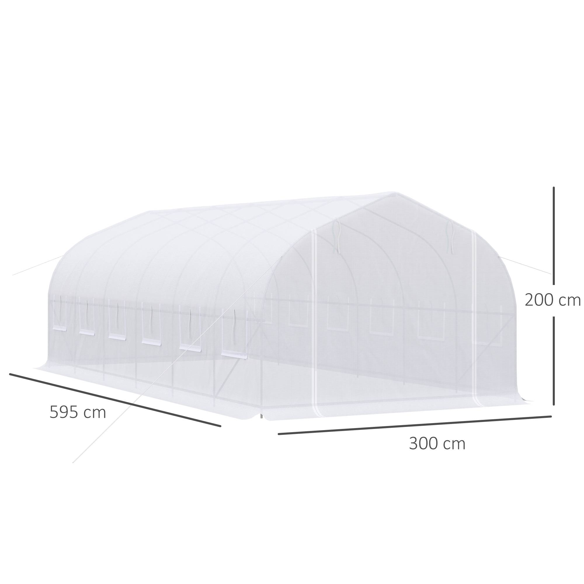 Sans Marque - Serre tunnel extérieur 6x3x2m 12 fenêtres porte enroulable fermeture blanche,Sans Marque - Image 4