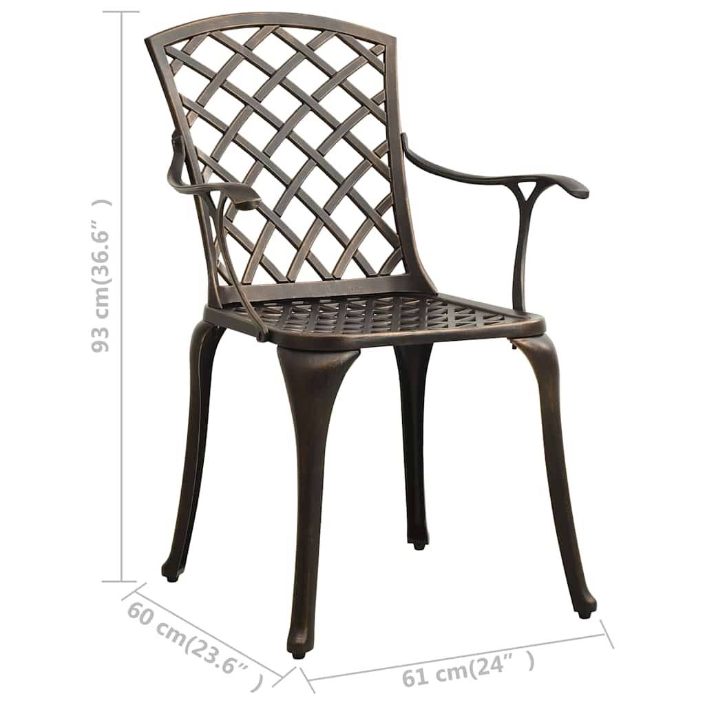 Chaises de jardin aluminium coulé bronze 61 x 60 x 93 cm - PANGIVO - Image 8