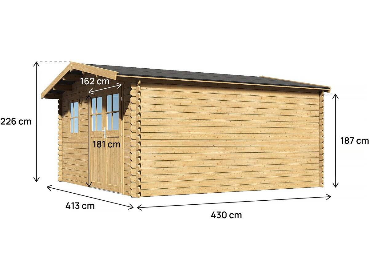 Habitat Et Jardin - Abri de jardin bois 14.02 m² ép. 28 mm double porte traité marron – Habitat et Jardin - Image 3