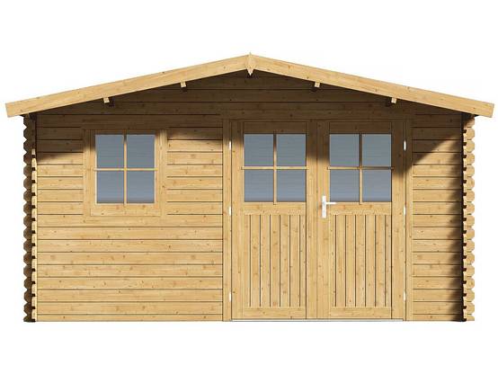 Abri de jardin bois 14.02 m² ép. 28 mm double porte traité marron – Habitat et Jardin - Image 4