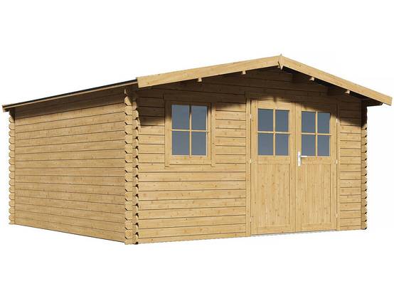 Abri de jardin bois 14.02 m² ép. 28 mm double porte traité marron – Habitat et Jardin - Image 2