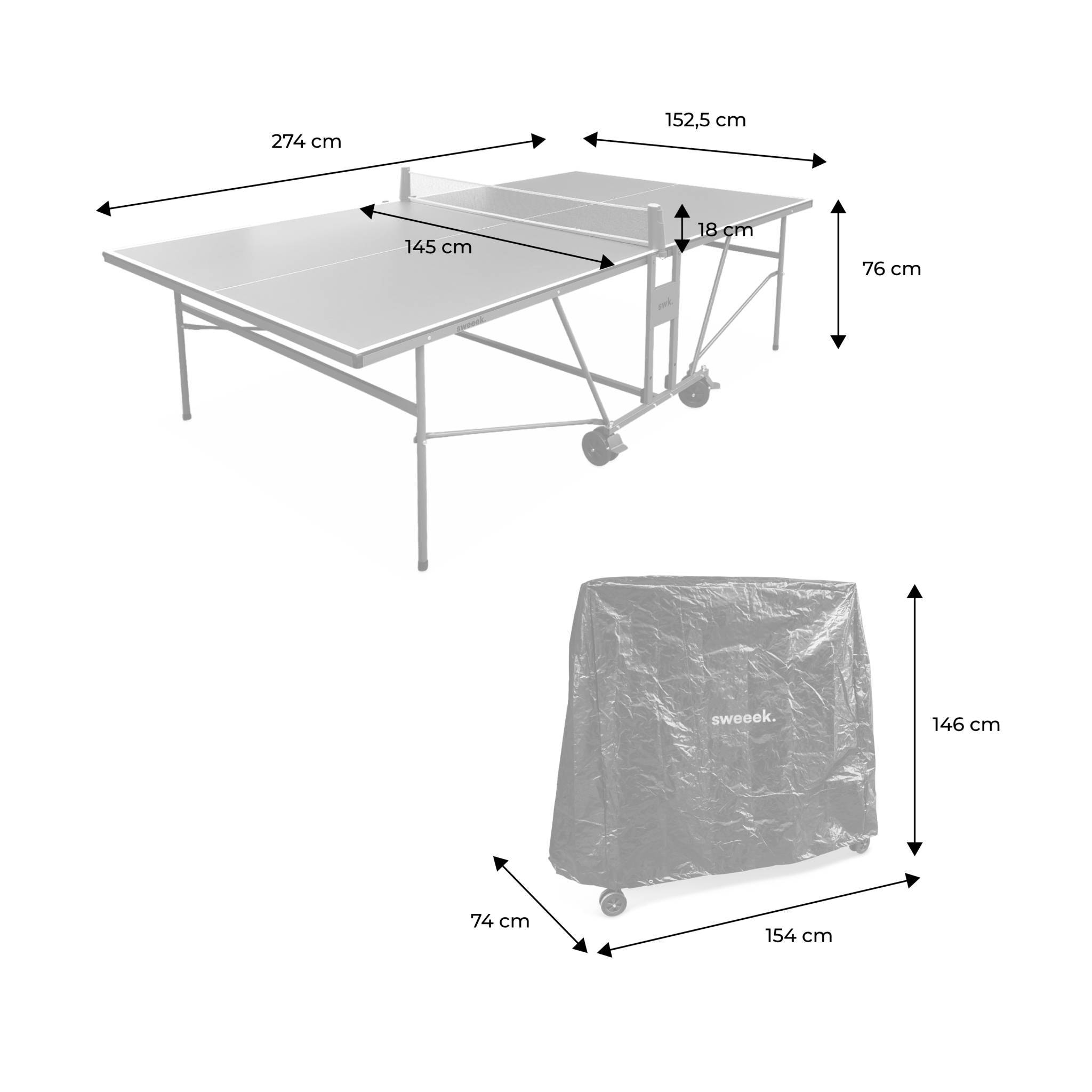 Mini Table De Ping-Pong Pliable 150x75cm – 2 Raquettes Et 3 Balles Incluses – Structure Acier – Plateau MDF – Pour Intérieur