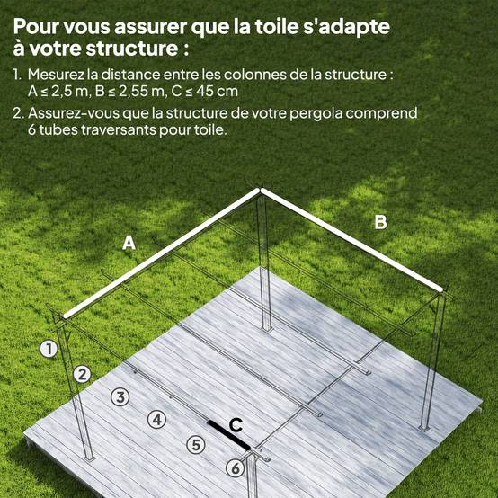 Toile de toit polyester pour pergola rétractable protection ombre respirant 250x255cm Beige - ComfortXL Outdoor Living - Image 6