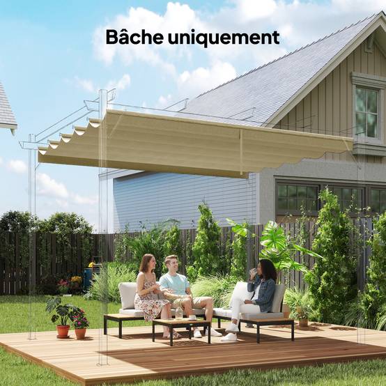 Toile de toit polyester pour pergola rétractable protection ombre respirant 250x255cm Beige - ComfortXL Outdoor Living - Image 3