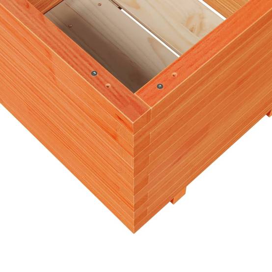 Jardinière bois de pin massif cire marron 60 x 60 x 49,5 cm - PANGIVO - Image 8
