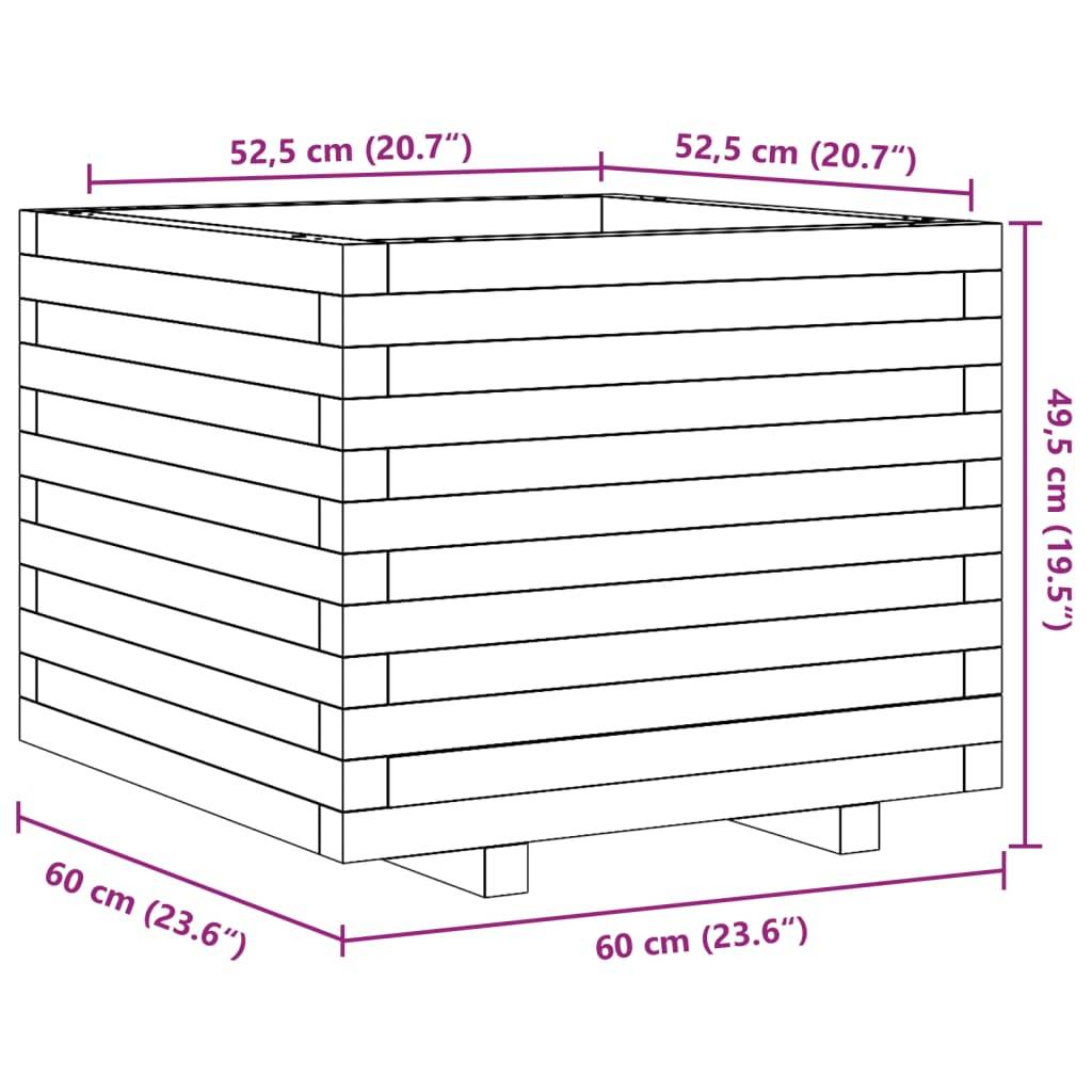 Jardinière bois de pin massif cire marron 60 x 60 x 49,5 cm - PANGIVO - Image 10