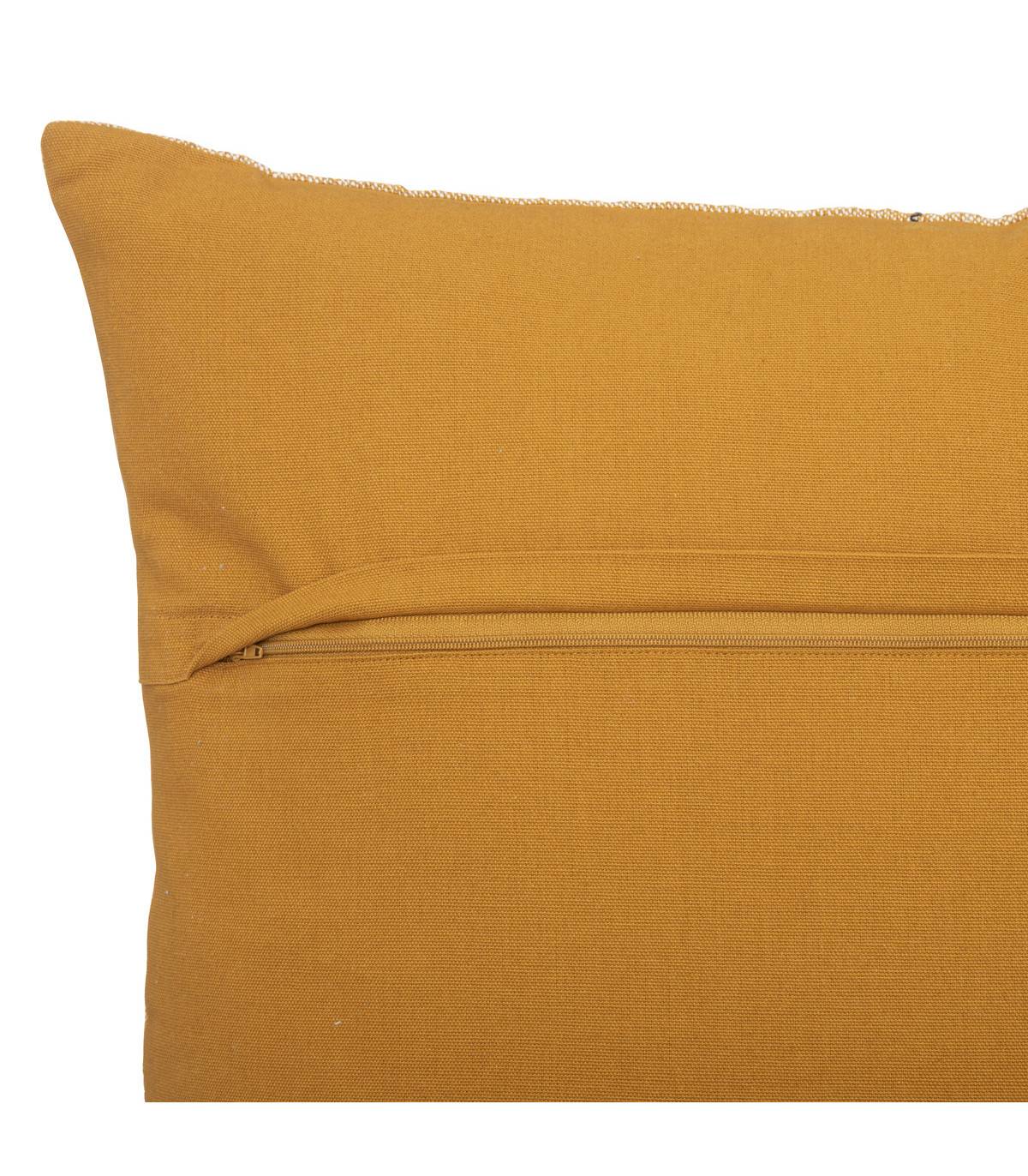 Coussin décoratif déhoussable en Lin et Coton chambray Ocre 55 x 55 cm - Image 2