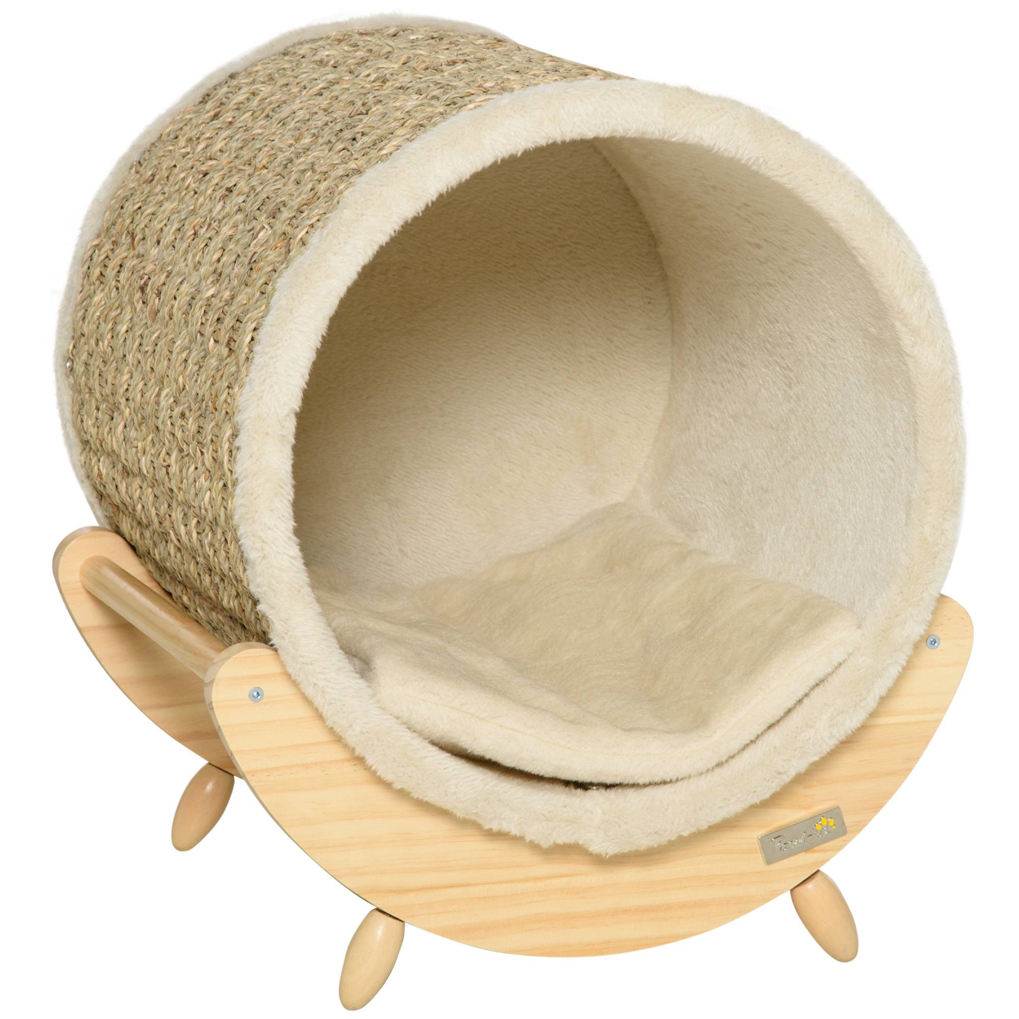 Sans Marque - Cabanne avec griffoir, coussin, 41x38x43 cm, Naturel+Beige - Image 1