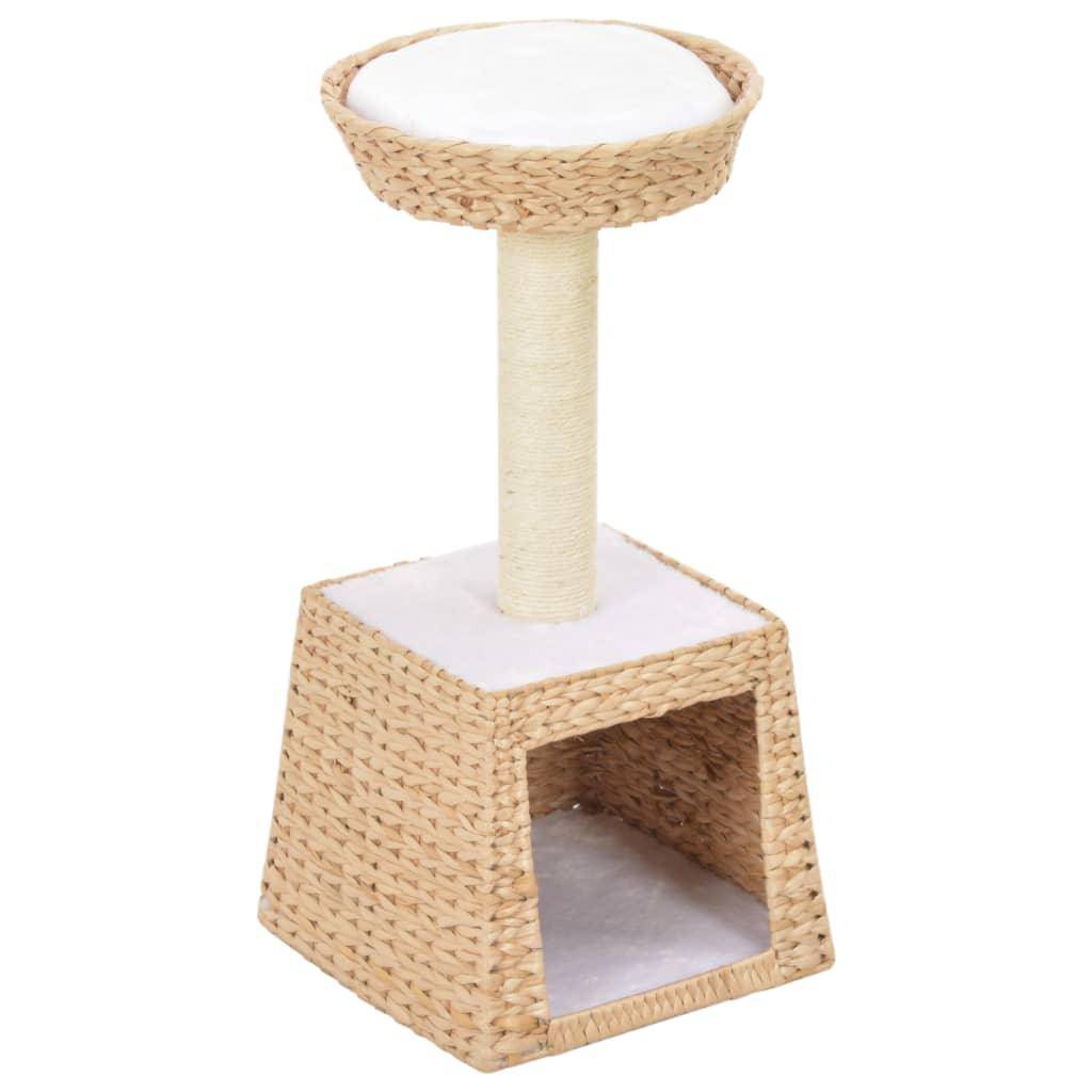 Arbre à chat griffoir grattoir niche jouet animaux peluché en sisal herbiers marins beige - Image 1