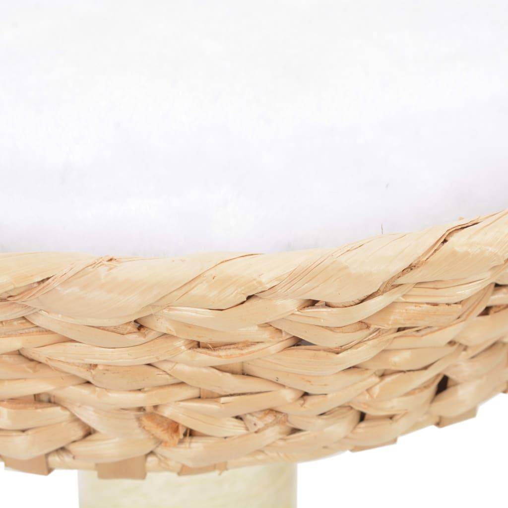 Arbre à chat griffoir grattoir niche jouet animaux peluché en sisal herbiers marins beige - Image 5