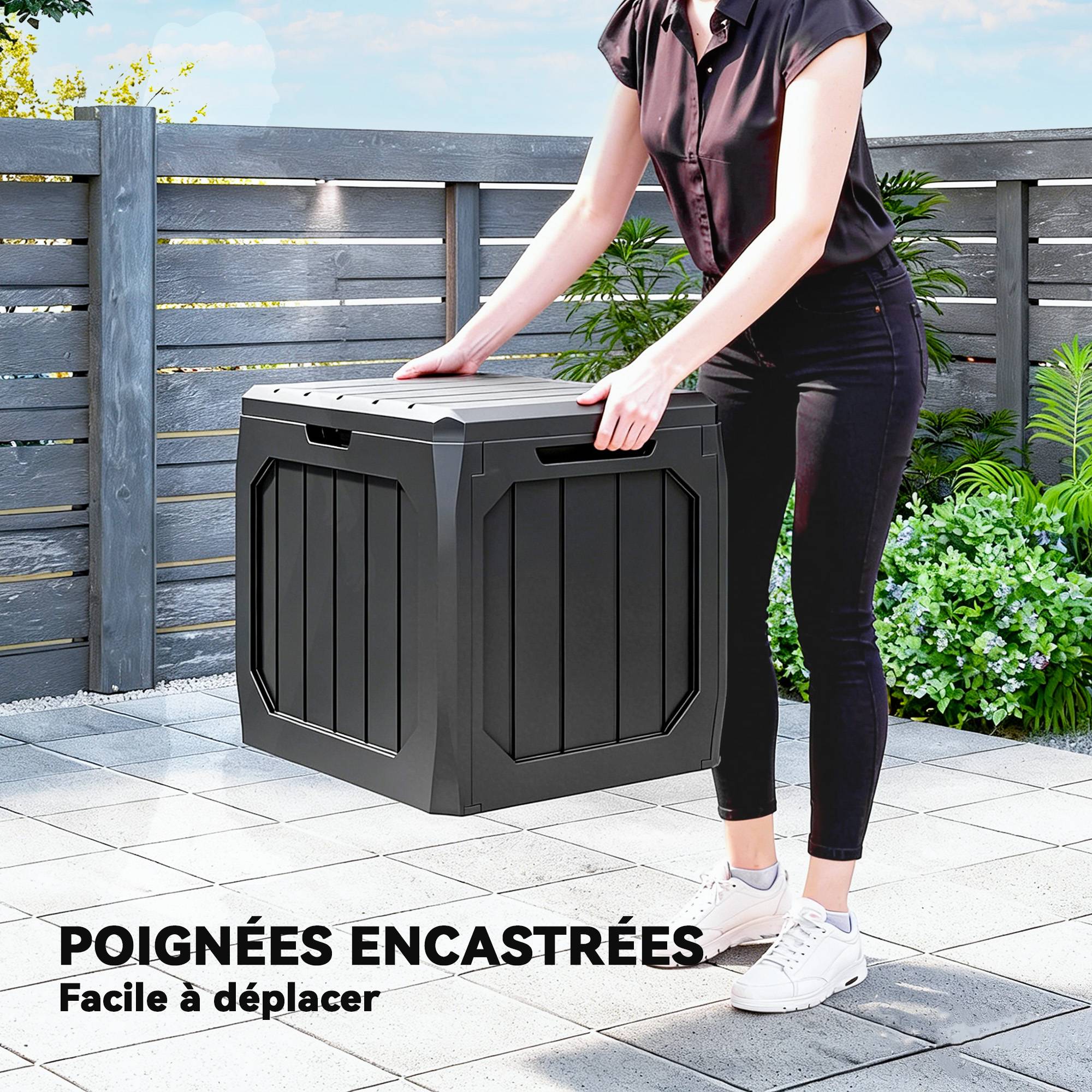ComfortXL - Coffre de jardin PP 121 L noir 56 x 45 x 53 cm rangement étanche verrouillable - ComfortXL Outdoor Living - Image 6
