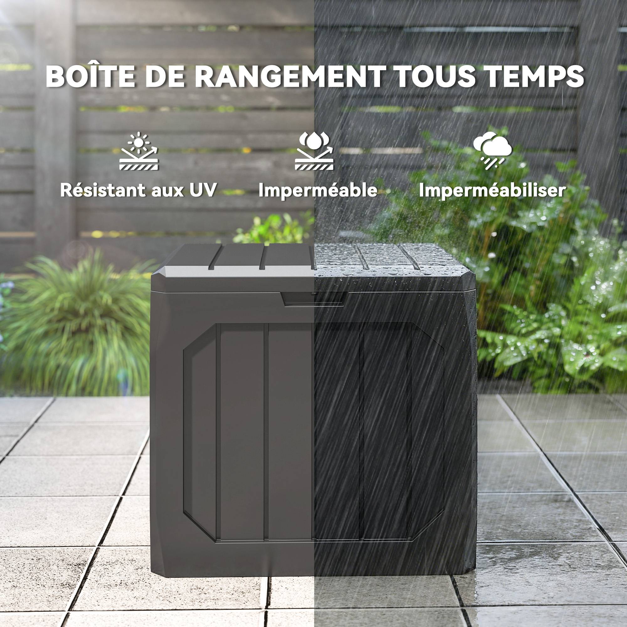 ComfortXL - Coffre de jardin PP 121 L noir 56 x 45 x 53 cm rangement étanche verrouillable - ComfortXL Outdoor Living - Image 8