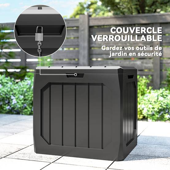 ComfortXL - Coffre de jardin PP 121 L noir 56 x 45 x 53 cm rangement étanche verrouillable - ComfortXL Outdoor Living - Image 7