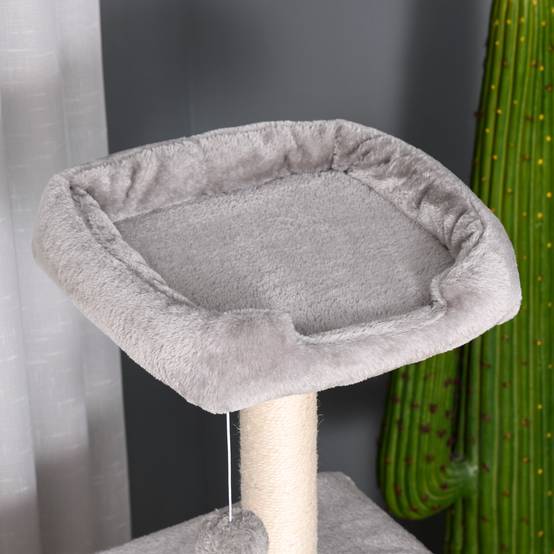 Arbre à chat sisal et peluche gris clair 50 x 40 x 120 cm - PANGIVO - Image 10