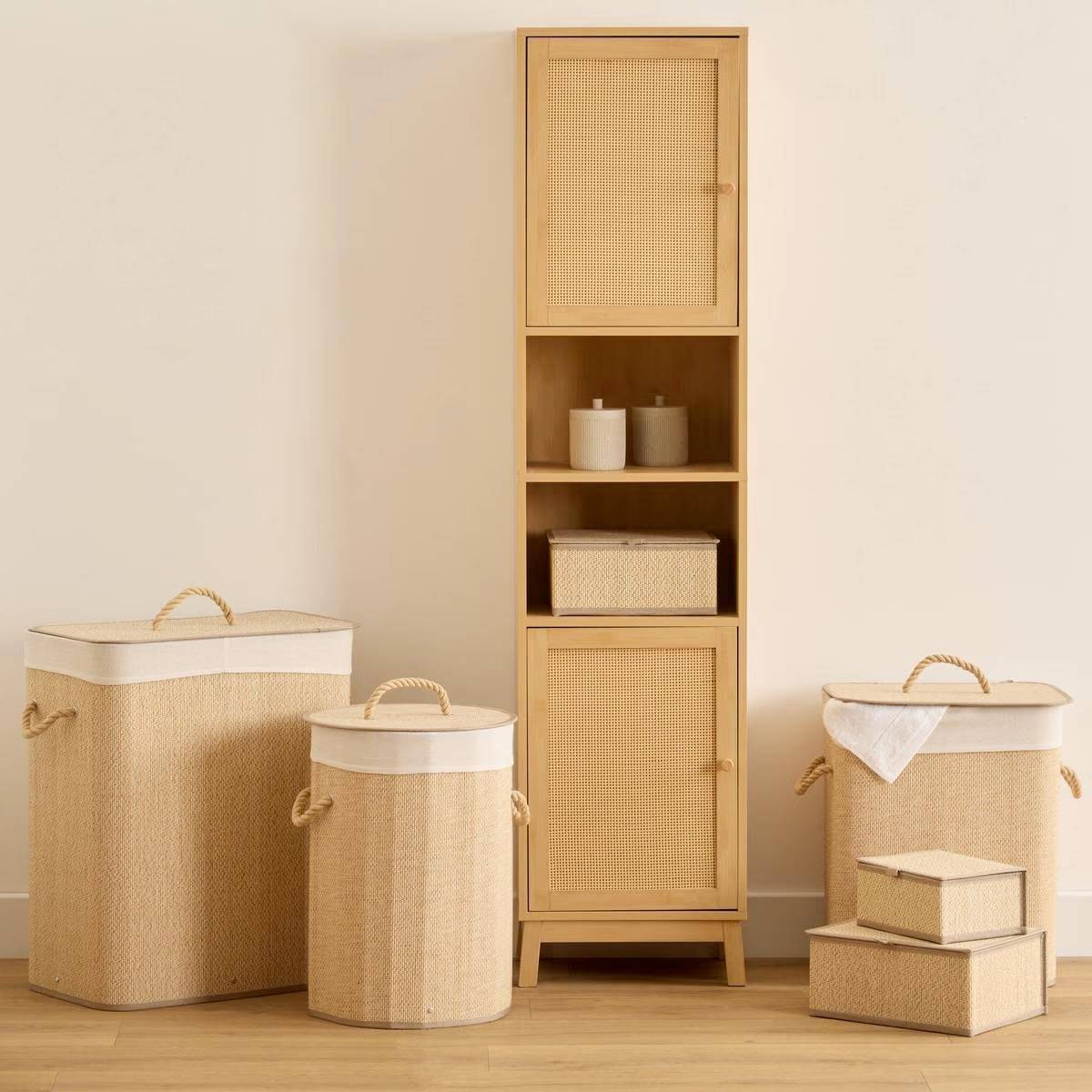 Panier à Linge en Bambou "Stemy" 48L Beige - Image 3