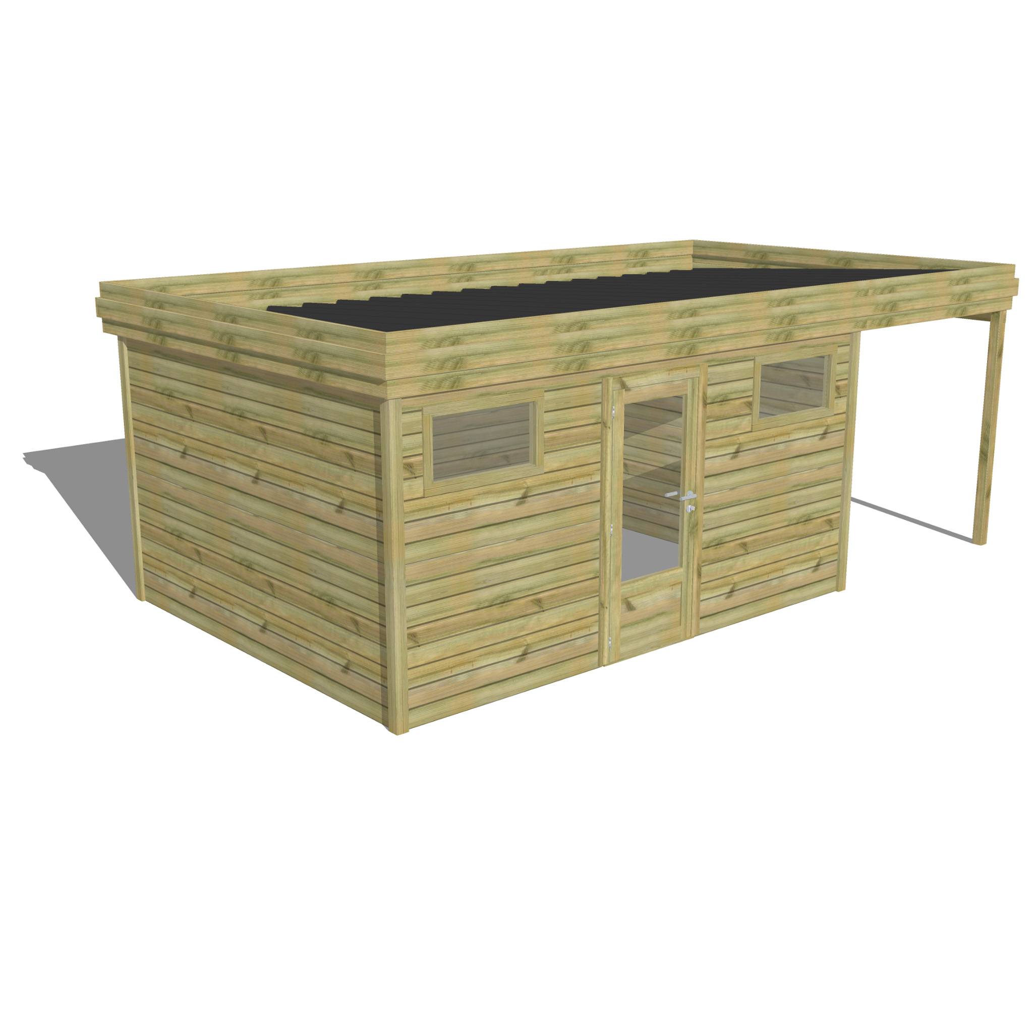 ABRI DE JARDIN bois  autoclave 27mm - 6,34x3,44m / 22m2 - Bac acier - Abri Français - Image 1