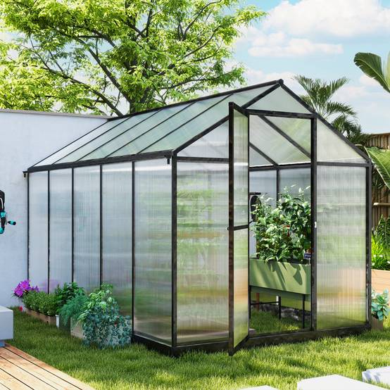 Serre de jardin polycarbonate aluminium extérieur protection hiver 303x183x195cm - ComfortXL Outdoor Living - Image 4