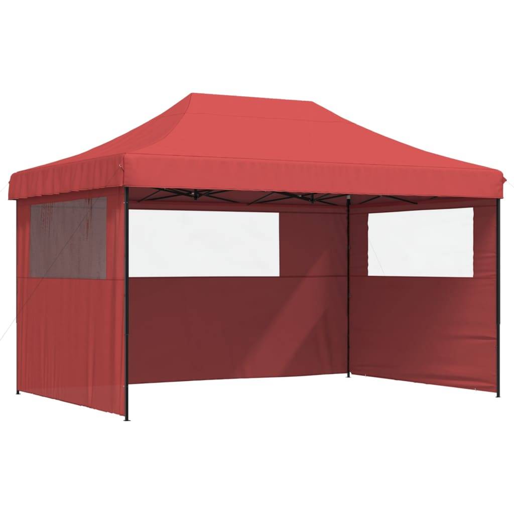 Tente de réception pliable escamotable 3 parois latérales bordeaux 440 x 292 x 315 cm - PANGIVO - Image 2
