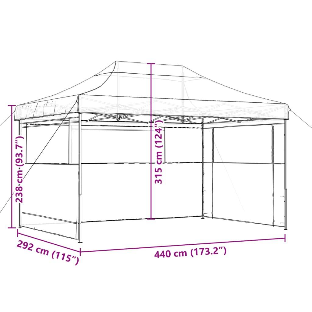 Tente de réception pliable escamotable 3 parois latérales bordeaux 440 x 292 x 315 cm - PANGIVO - Image 9