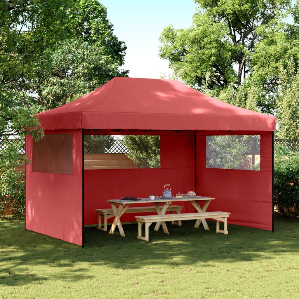 Tente de réception pliable escamotable 3 parois latérales bordeaux 440 x 292 x 315 cm - PANGIVO - Image 1