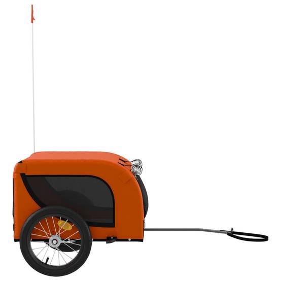 Remorque de vélo pour animaux fer et tissu orange et noir 124 x 65 x 66 cm - PANGIVO - Image 5